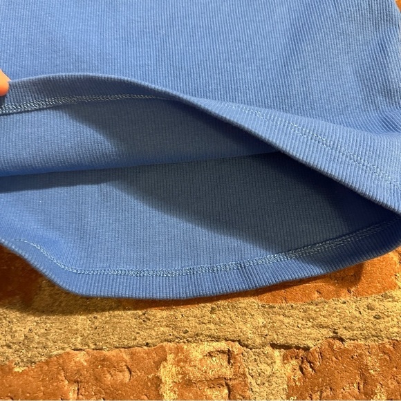 Princess Polly classic crop organic cotton & elastane Blue Ribbed Top tshirt - Picture 15 of 15